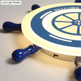 Flush Mount Led Blue Ceiling Light For Kids’ Bedroom - Warm/White