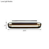 Flush Mounted Led Ceiling Light In Modern Metallic Black & White/Black Gold 16’/23.5’ Length