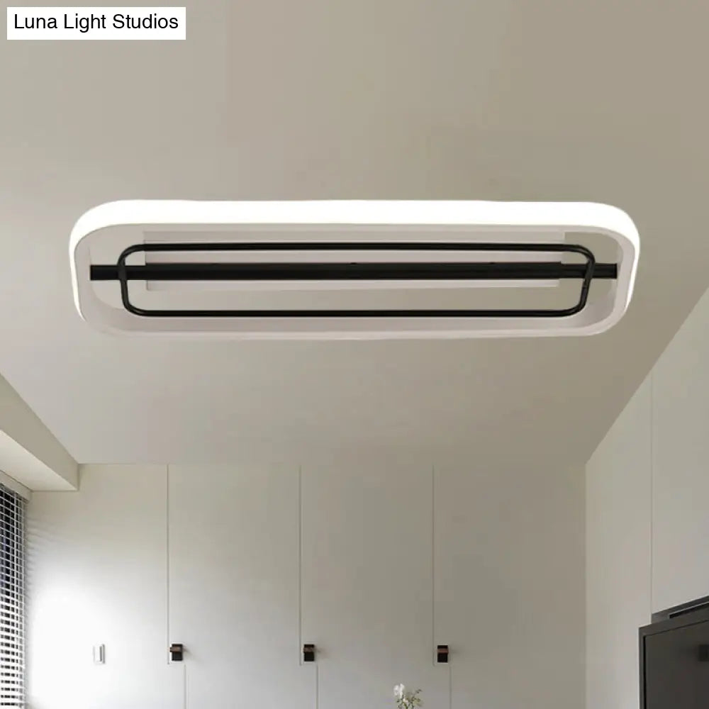 Flush Mounted Led Ceiling Light In Modern Metallic Black & White/Black Gold 16’/23.5’ Length