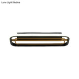 Flush Mounted Led Ceiling Light In Modern Metallic Black & White/Black Gold 16’/23.5’ Length