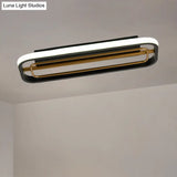 Flush Mounted Led Ceiling Light In Modern Metallic Black & White/Black Gold 16’/23.5’ Length