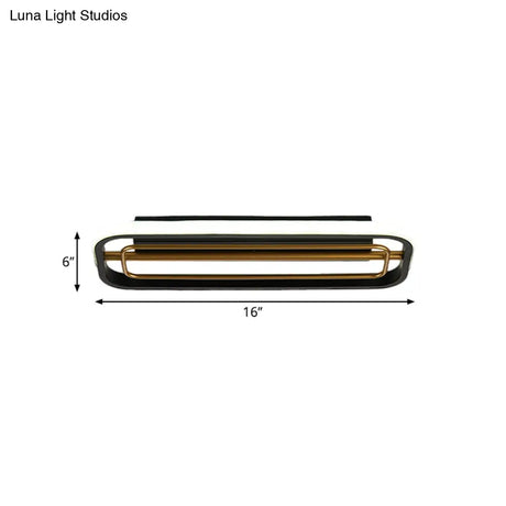 Flush Mounted Led Ceiling Light In Modern Metallic Black & White/Black Gold 16’/23.5’ Length