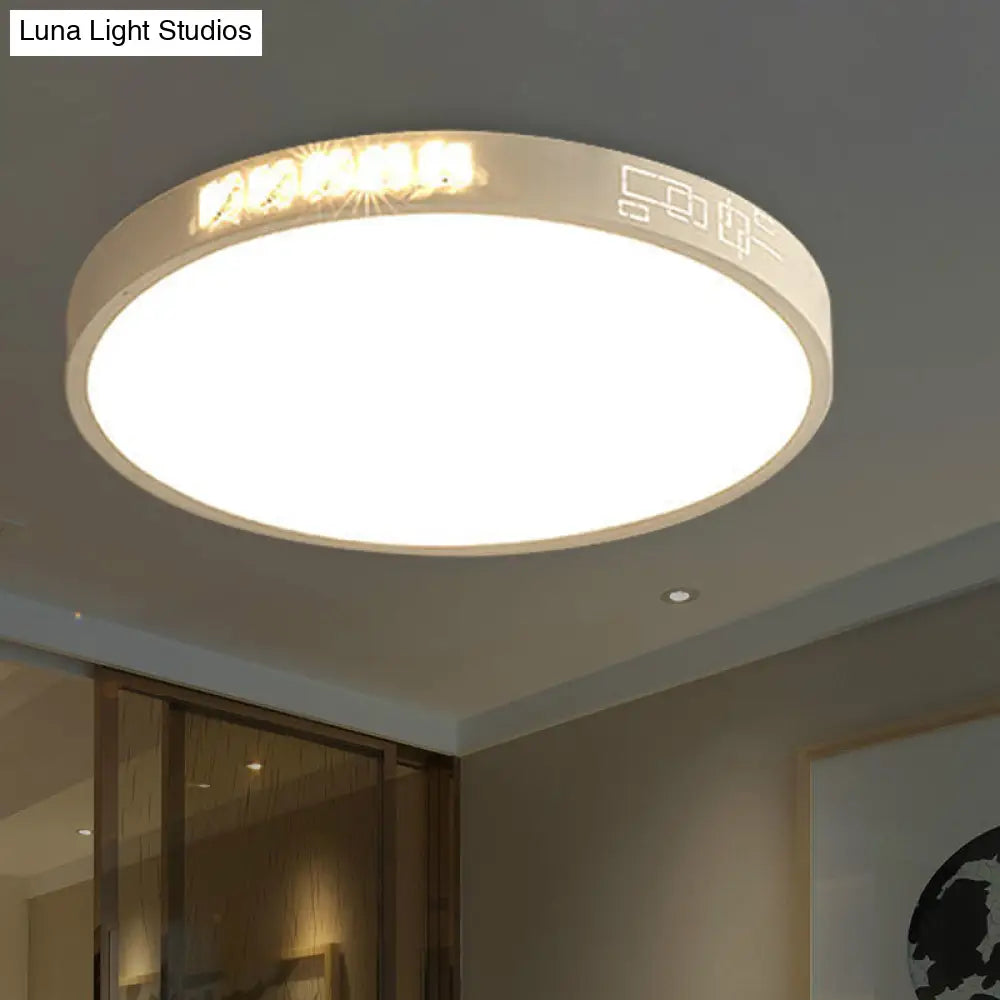 Flush Mounted Led Crystal Ceiling Light With Acrylic Shade - Rectangle/Round Options