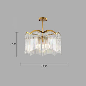 Fluted Clear Glass Rods Pendant Light: Postmodern Wavy Bedroom Chandelier / 19.5’