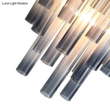 Fluted Glass Cylinder Wall Light Postmodern Brass Hallway Sconce (1-Light Fixture)