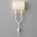 Fork Shape Wall Sconce Countryside Metal Light Fixture - 2-Bulb White/Rust Finish With Fabric