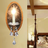 French Country Clear Crystal Wall Sconce - Antique Brass 1-Head Lighting