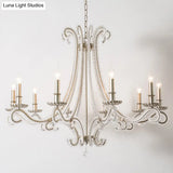 French Country Crystal Bead Chandelier With Chrome Finish - Elegant Drop Lamp For Dining Room