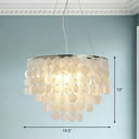 French Country Pendant Lamp With Natural Shell Chandelier In Gold / 19.5