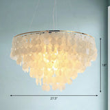 French Country Pendant Lamp With Natural Shell Chandelier In Gold / 27.5