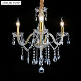 French-Style Crystal Chandelier: Elegant 3-Light Golden Ceiling Pendant