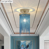 Fringed Chainlet Flush Mount Ceiling Light - Contemporary Aluminum Fixture For Corridors