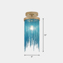 Fringed Chainlet Flush Mount Ceiling Light - Contemporary Aluminum Fixture For Corridors Blue