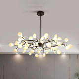 Frosted Black Branch Chandelier - Modern Metallic Suspended Light For Restaurants 54 /