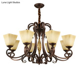 Frosted Glass Bell Chandelier - Classic Lighting For Living Room 5/6/8 Lights Rust Finish