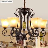Frosted Glass Bell Chandelier - Classic Lighting For Living Room 5/6/8 Lights Rust Finish