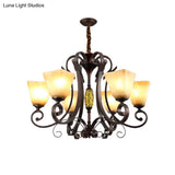 Frosted Glass Bell Chandelier - Classic Lighting For Living Room 5/6/8 Lights Rust Finish