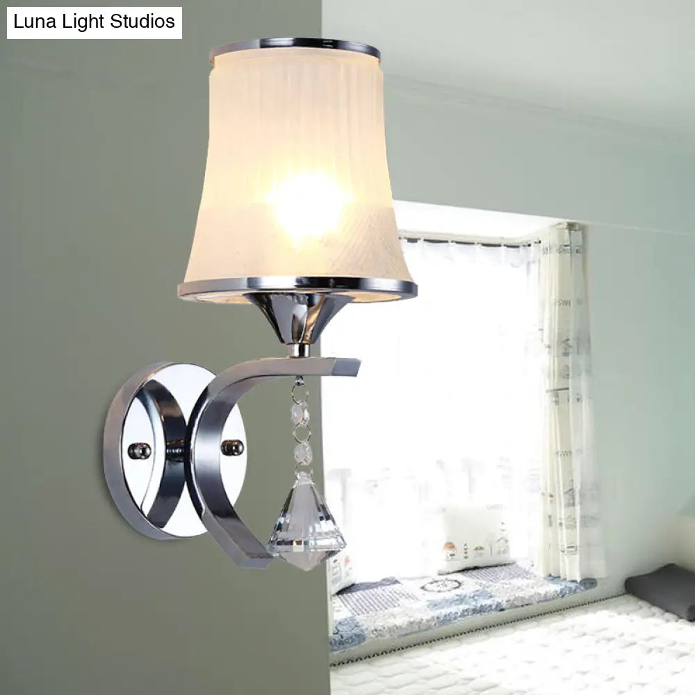 Frosted Glass Bell Wall Sconce - Modern Chrome Lighting For Bedroom