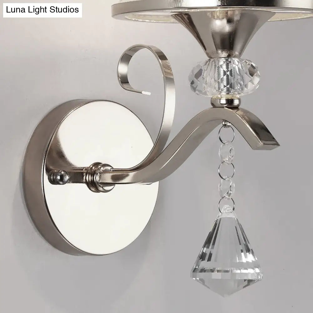 Frosted Glass Bell Wall Sconce - Modern Chrome Lighting For Bedroom
