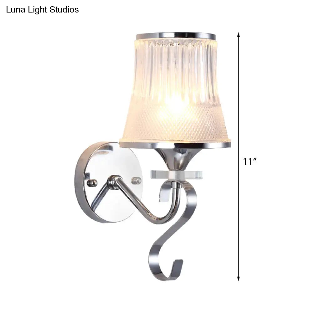 Frosted Glass Bell Wall Sconce - Modern Chrome Lighting For Bedroom