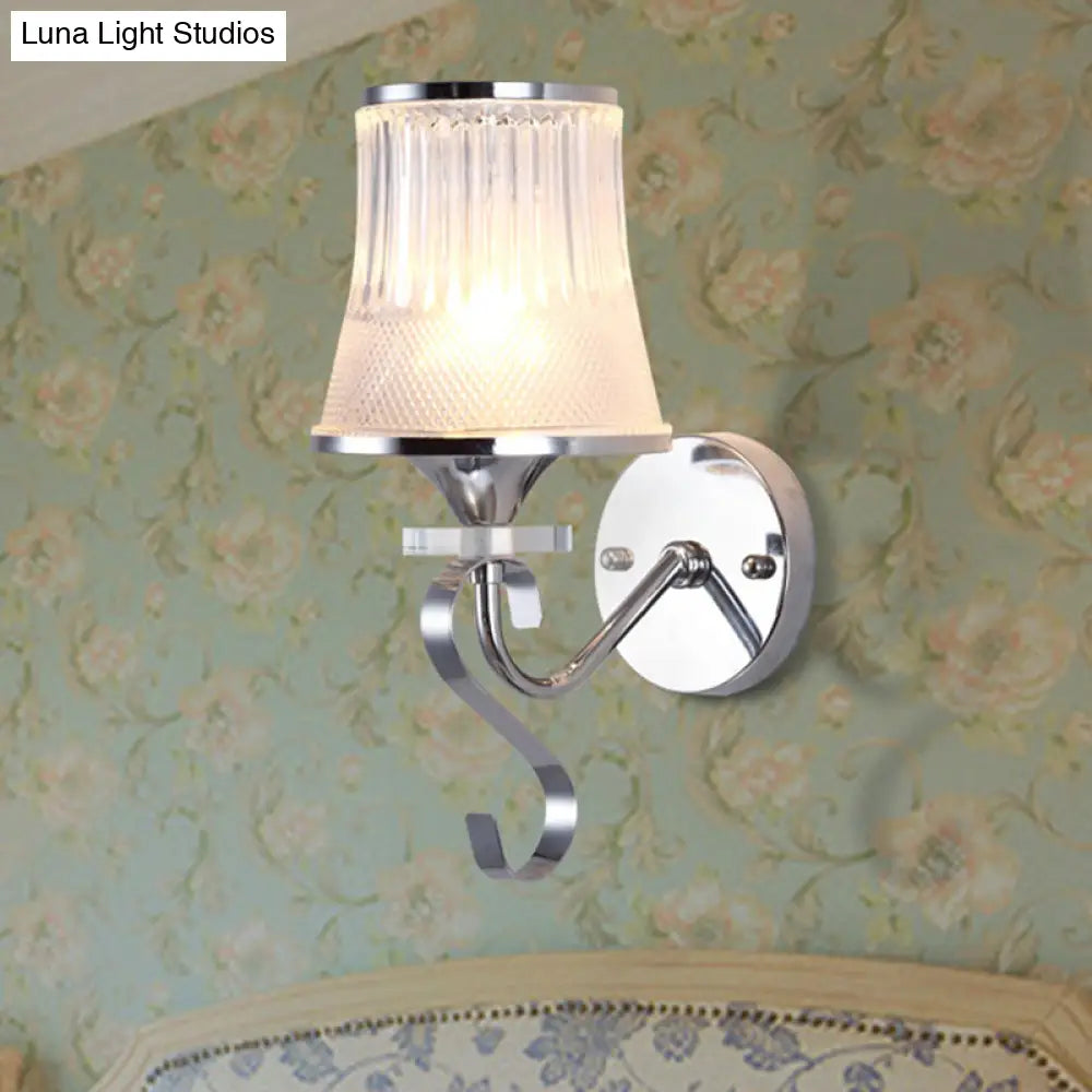 Frosted Glass Bell Wall Sconce - Modern Chrome Lighting For Bedroom