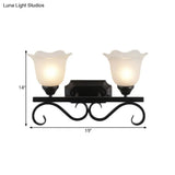 Frosted Glass Black Sconce Light - Single Head Cottage Wall Lighting For Guest Room