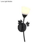 Frosted Glass Bowl Sconce - Contemporary 1/2-Light Hall Wall Mount Fixture With Leaf-Shaped Decor