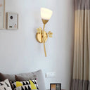 Frosted Glass Bowl Sconce - Contemporary 1/2-Light Hall Wall Mount Fixture With Leaf-Shaped Decor