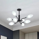 Frosted Glass Branch Chandelier - Multi Light Wrought Iron Ceiling Lamp Black 8 /