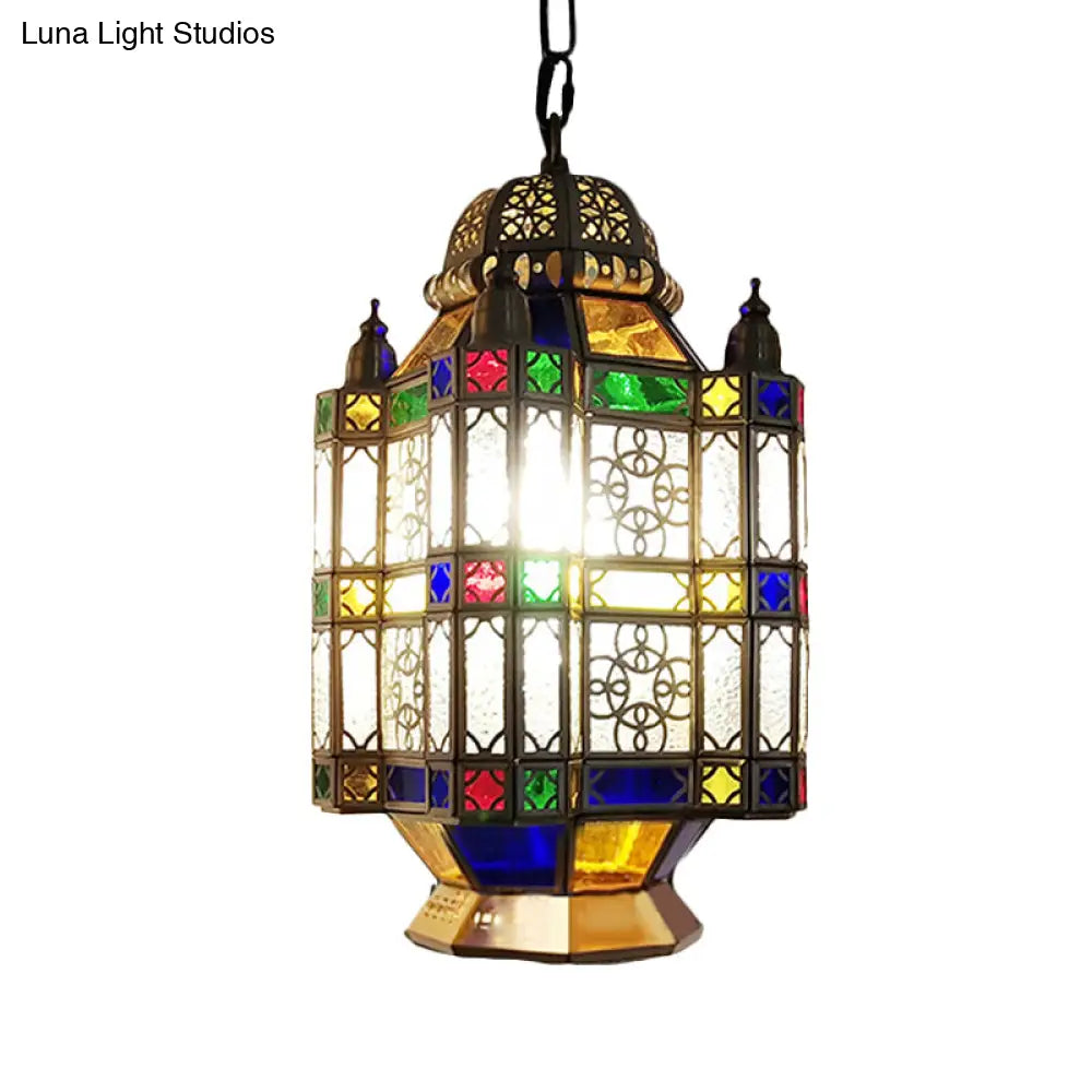 Frosted Glass Brass Chandelier Lantern - Art Deco Pendant Light (3 Heads) For Restaurants