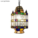 Frosted Glass Brass Chandelier Lantern - Art Deco Pendant Light (3 Heads) For Restaurants