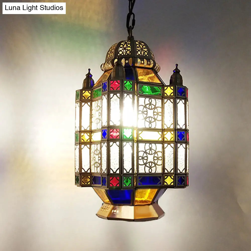 Frosted Glass Brass Chandelier Lantern - Art Deco Pendant Light (3 Heads) For Restaurants