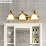 Frosted Glass Brass Wall Lamp: Bell Shaped Country Style Sconce Light For Bathroom