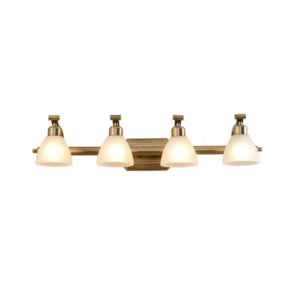 Frosted Glass Brass Wall Lamp: Bell Shaped Country Style Sconce Light For Bathroom 4 /