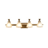 Frosted Glass Brass Wall Lamp: Bell Shaped Country Style Sconce Light For Bathroom 4 /