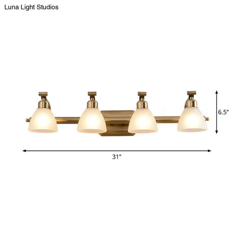 Frosted Glass Brass Wall Lamp: Bell Shaped Country Style Sconce Light For Bathroom