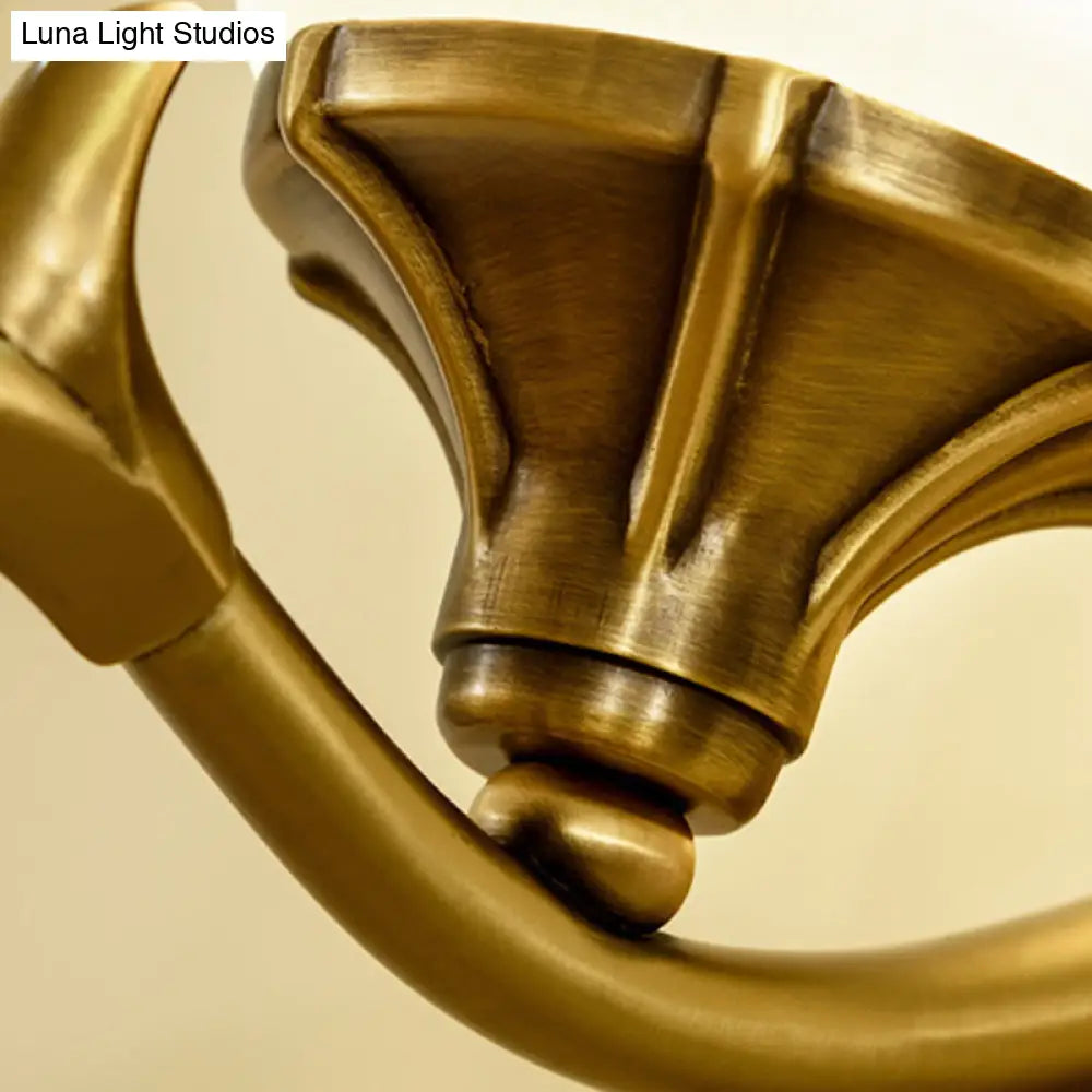 Frosted Glass Brass Wall Sconce With Vintage Light Fixture For Study