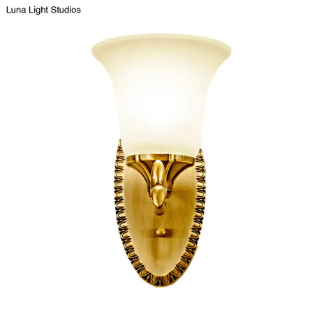 Frosted Glass Brass Wall Sconce With Vintage Light Fixture For Study