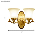 Frosted Glass Brass Wall Sconce With Vintage Light Fixture For Study
