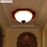 Frosted Glass Brown Flush Light Fixture - 16’/19’ W 3 Heads Rural Mount Recessed Lighting With