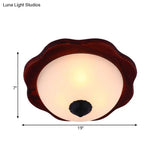 Frosted Glass Brown Flush Light Fixture - 16’/19’ W 3 Heads Rural Mount Recessed Lighting With