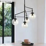 Frosted Glass Chandelier - Contemporary Black Hanging Light Fixture With 4 Lights By Globe