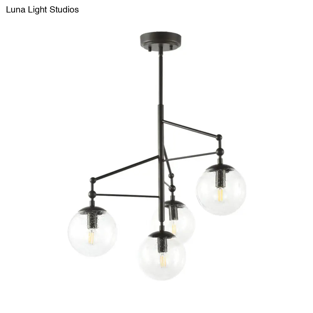 Frosted Glass Chandelier - Contemporary Black Hanging Light Fixture With 4 Lights By Globe