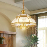 Frosted Glass Chandelier Pendant Light For Dining Room - Nickel Geometric Shape Classic Design / A
