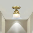 Frosted Glass Farmhouse Flush Mount Lamp - Bell Shape 1 - Head Brass Ceiling Light Fixture For