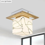Frosted Glass Geometric Flush Mount Light - Nordic Style Ceiling Fixture For Corridor In White