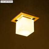 Frosted Glass Geometric Flush Mount Light - Nordic Style Ceiling Fixture For Corridor In White