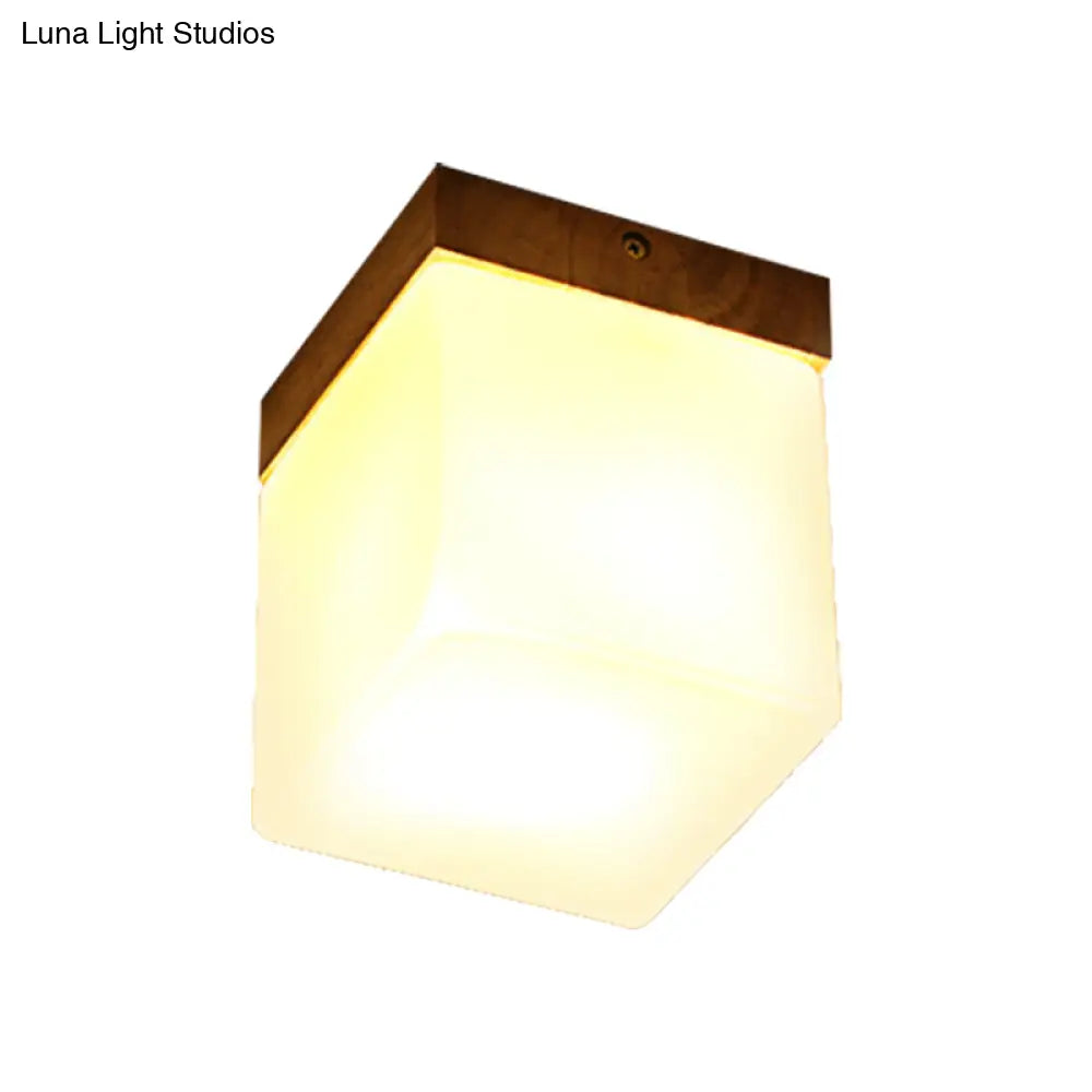 Frosted Glass Geometric Flush Mount Light - Nordic Style Ceiling Fixture For Corridor In White