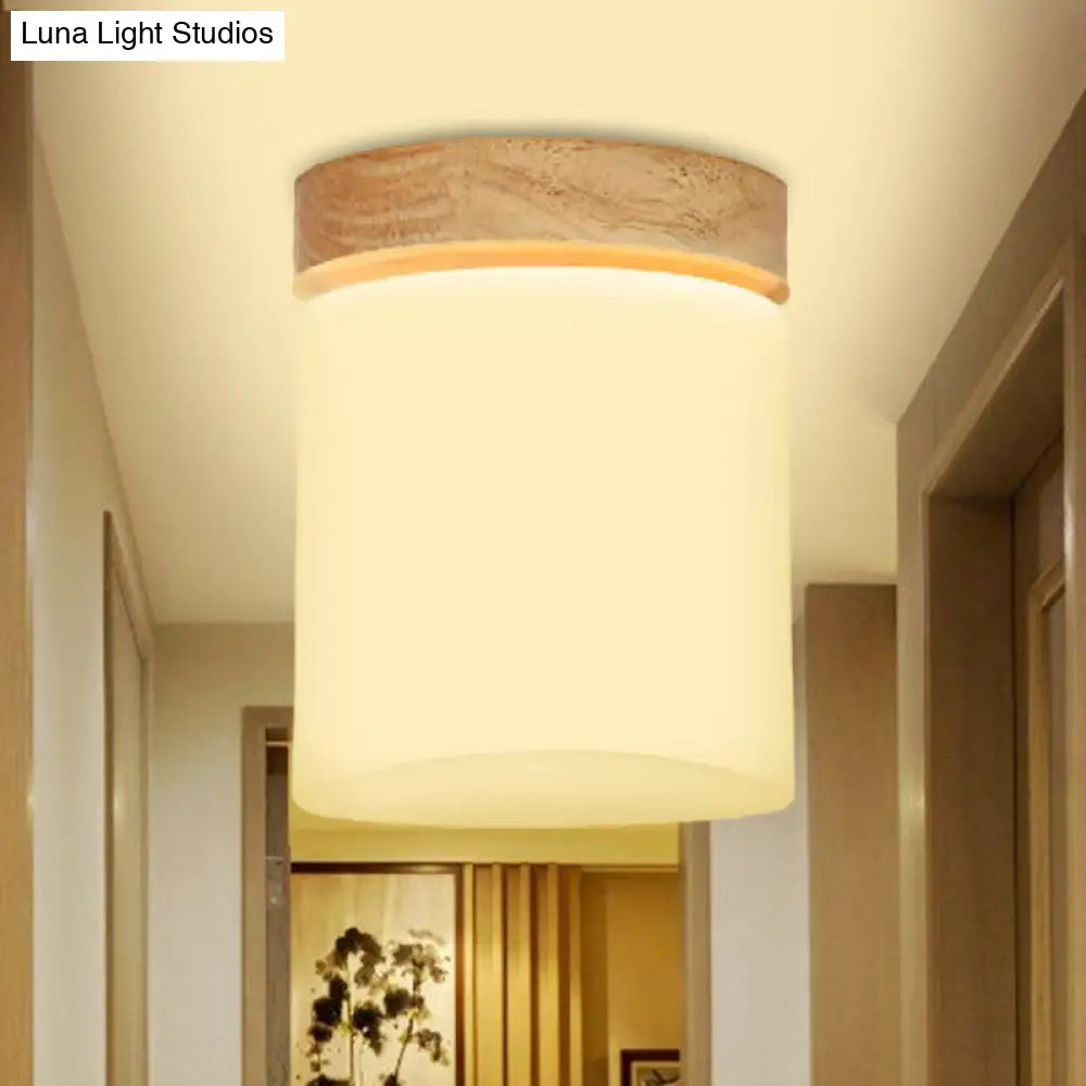 Frosted Glass Geometric Flush Mount Light - Nordic Style Ceiling Fixture For Corridor In White