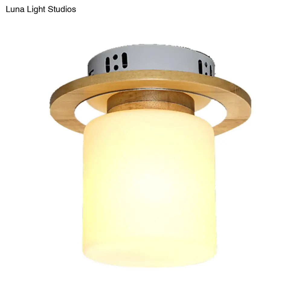 Frosted Glass Geometric Flush Mount Light - Nordic Style Ceiling Fixture For Corridor In White